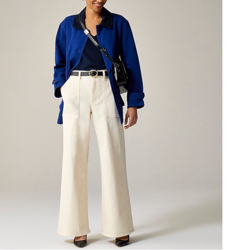 NWT J. Crew Tall camp-pocket wide-leg jean ecru